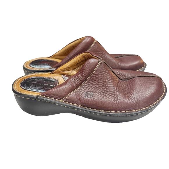 Born Women 8/39 Brown Leather Slip On Mules - Picture 1 of 8